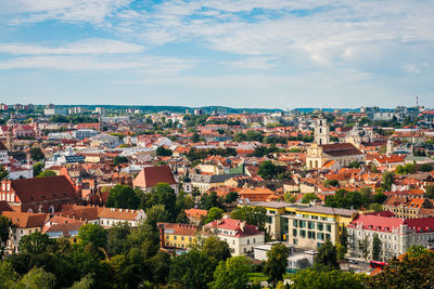 High angle view of townscape against sky