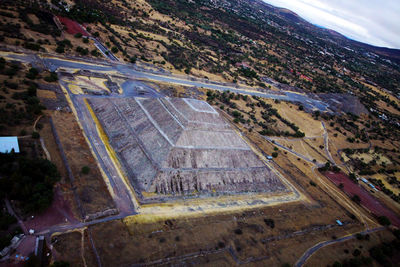 High angle view of road passing through landscape