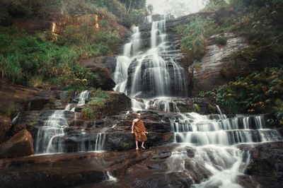 View of waterfall in forest