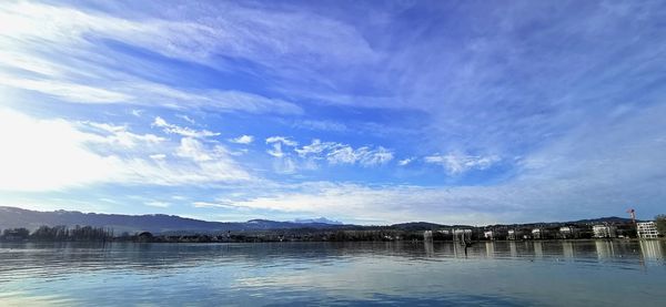 Scenic view of lake against sky