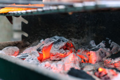 Close-up of food on barbecue grill