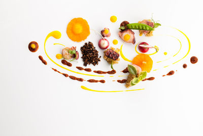 High angle view of dessert in plate