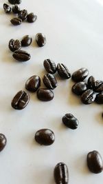 High angle view of coffee beans on table