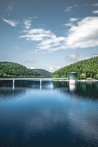 Scenic view of lake against sky