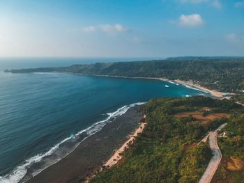 High angle view of sea against sky