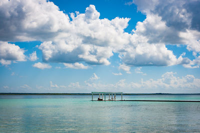 Scenic view of sea against cloudy sky