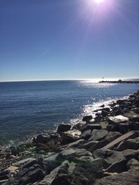 Scenic view of sea at sunset