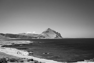 Scenic view of sea against clear sky