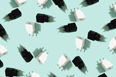 High angle view of umbrellas against white background