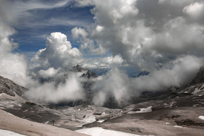 Healthy lifestyle breathe clean air watch fantastic play clouds germany's highest mountain zugspitze