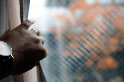 Close-up of hand on finger