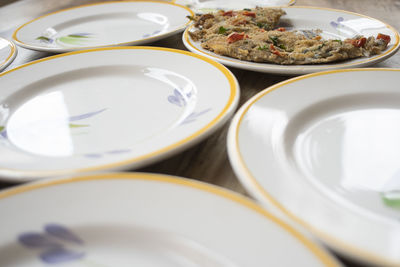 Close-up of food in plate on table