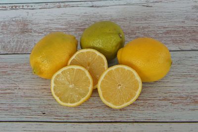 High angle view of fruits on table