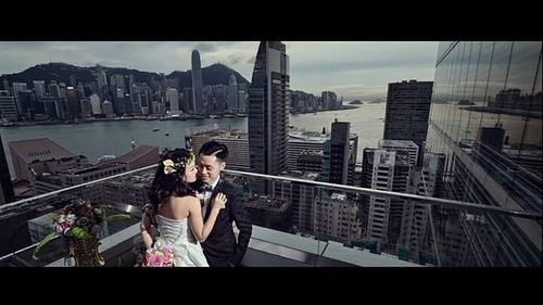 Woman looking at city skyline