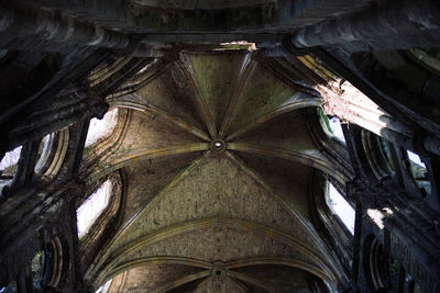 Low angle view of ceiling in temple