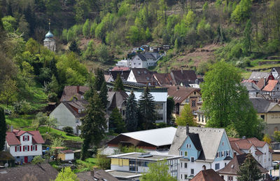 Cute village in germany on a hillside