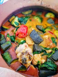 High angle view of food in bowl