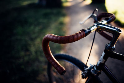 High angle view of bicycle wheel