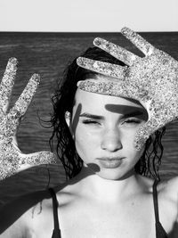 High angle view of young woman wearing hat