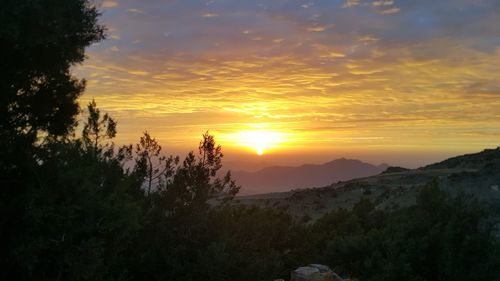 Scenic view of landscape against sky during sunset