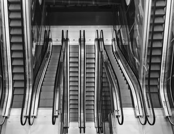 High angle view of escalators at subway