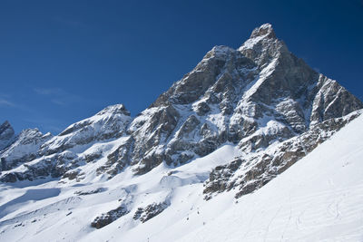 Scenic view of snow covered mountains against sky