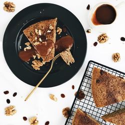 High angle view of breakfast on table