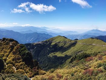 Scenic view of mountains against sky