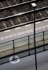 High angle view of railroad station platform