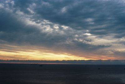 Scenic view of sea against cloudy sky