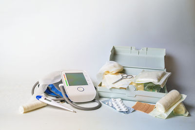 Close-up of objects on table