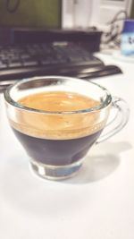 Close-up of cappuccino on table