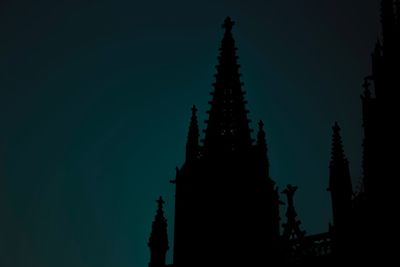 Low angle view of illuminated temple against sky at night