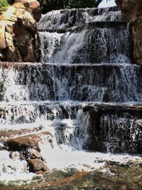 Water flowing through rocks