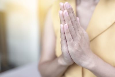 Close-up of hands at home