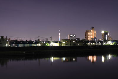 Illuminated city at night