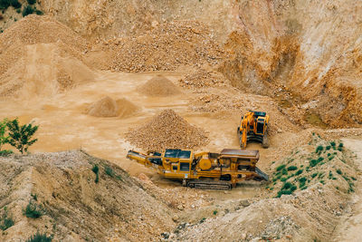 High angle view of mining industry against sky