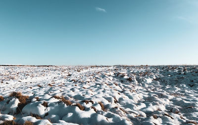 Scenic view of beach against clear sky