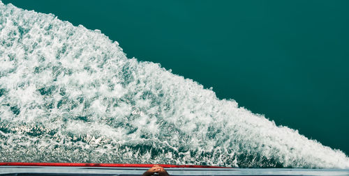 Directly above shot of ship sailing on sea