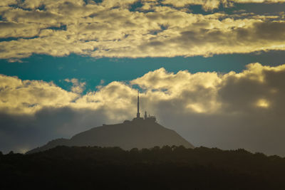 Silhouette of temple against sky during sunset