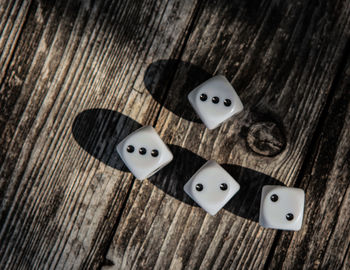 High angle view of coins on table