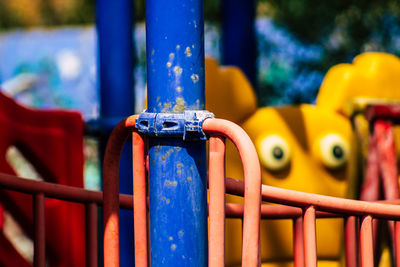 Close-up of outdoor play equipment