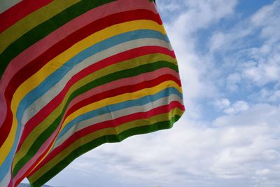 Low angle view of towel against sky