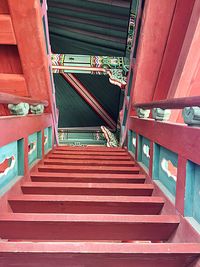 High angle view of staircase in building