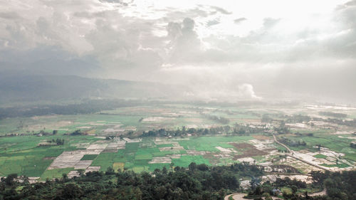 High angle view of townscape against sky