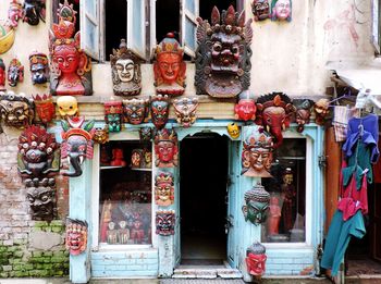Statues on building outside temple