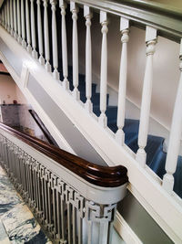 High angle view of staircase in building