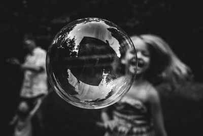 Close-up of bubbles on crystal ball