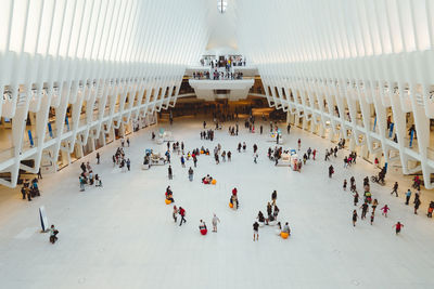 High angle view of people in modern building