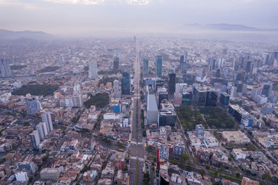 High angle view of cityscape against sky